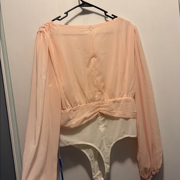 Cupshe Long Sleeve Bodysuit XL Light Peachy Pink NWT - Picture 6 of 14